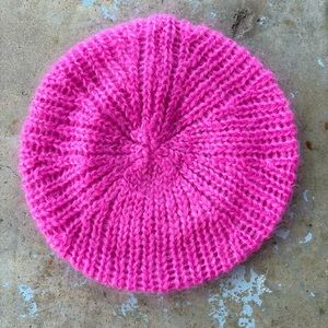 GANNI mohair knit beret w embroidered logo